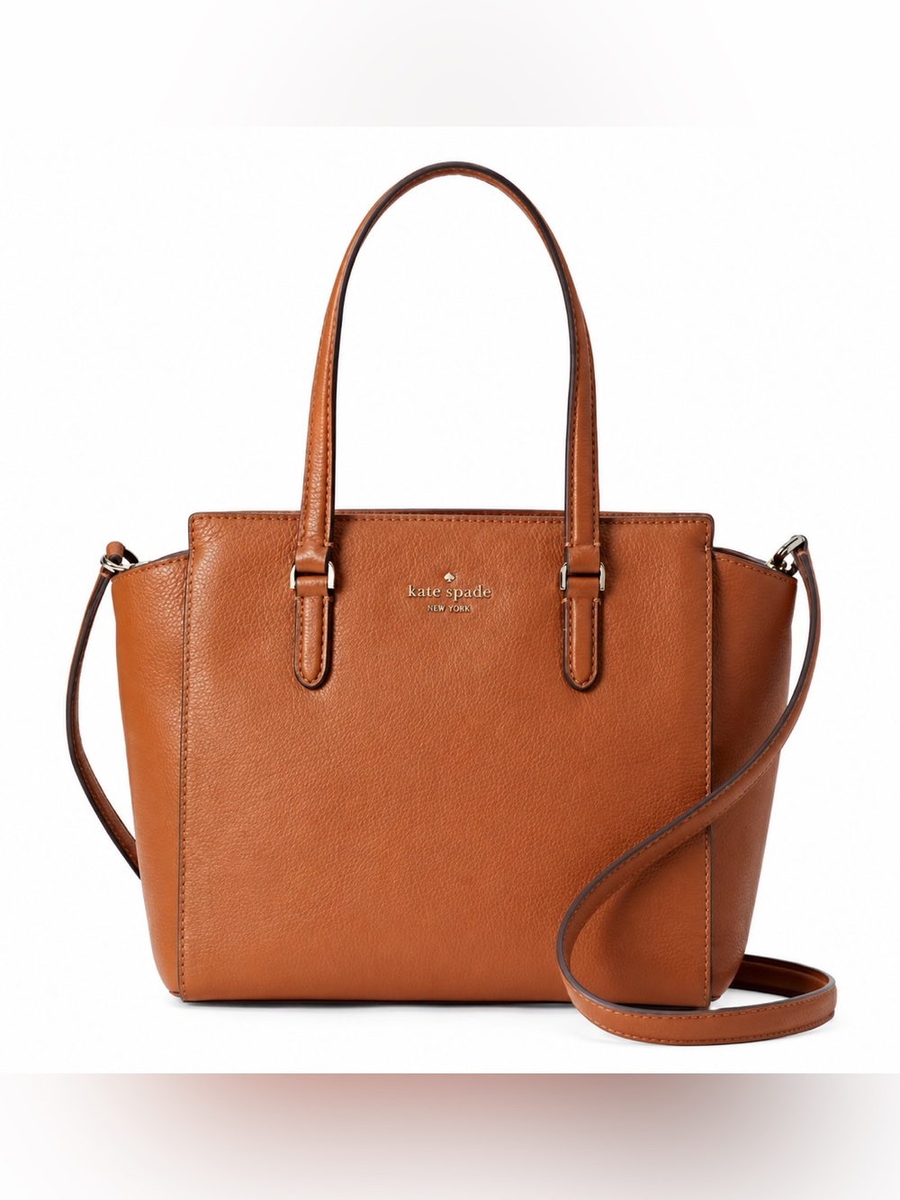 Kate Spade Jackson Medium Satchel Pebbled Leather Warm Gingerbread Bag